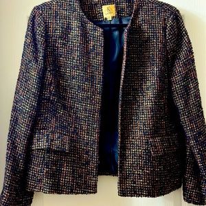 Women Petite, Collarless, tweed Jacket